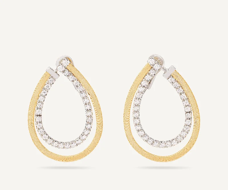 18K Yellow Gold Drop Earrings With Diamonds