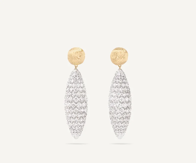 18K Yellow Gold Drop Earrings With Diamonds