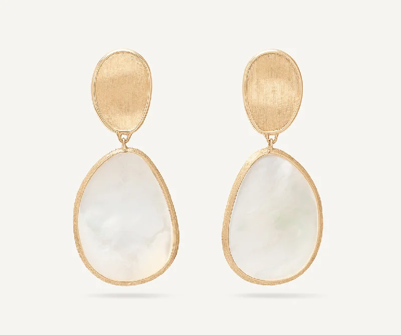 18K Yellow Gold Drop Earrings With Mother of Pearl