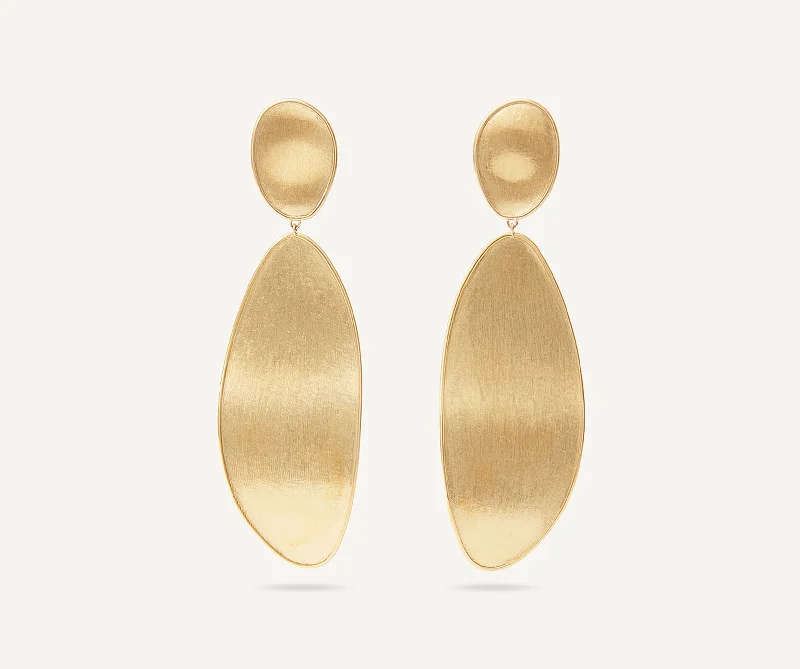 18K Yellow Gold Elongated Drop Earrings