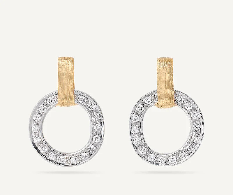 18K Yellow Gold Flat-Link Diamond Stud Earrings