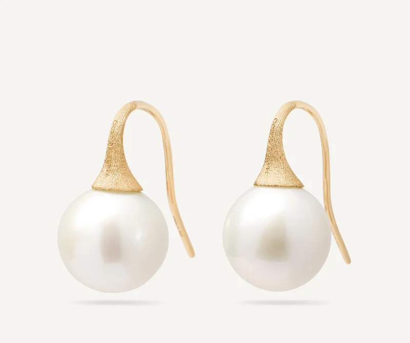 18K Yellow Gold Freshwater Pearl Drop Earrings