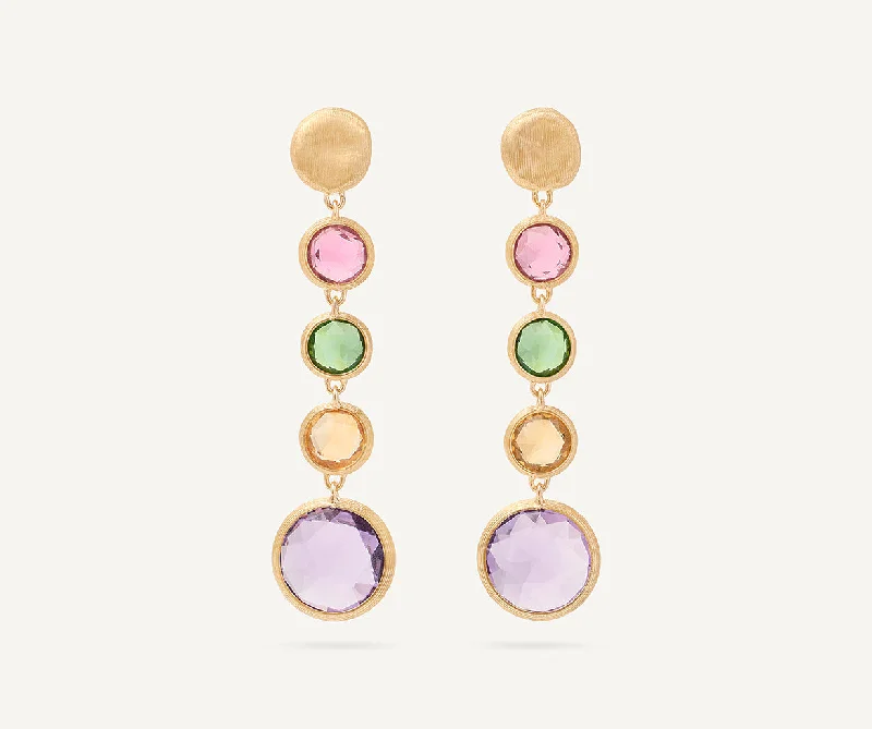 18K Yellow Gold Gemstone Drop Earrings