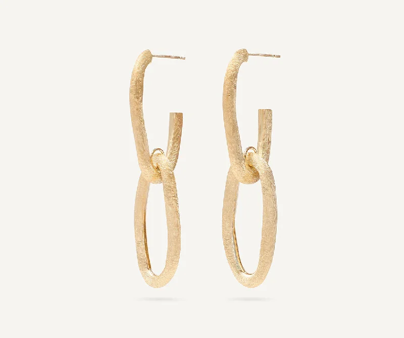 18K Yellow Gold Link Drop Earrings