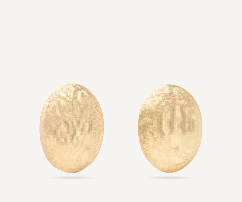 18K Yellow Gold Oval Stud Earrings