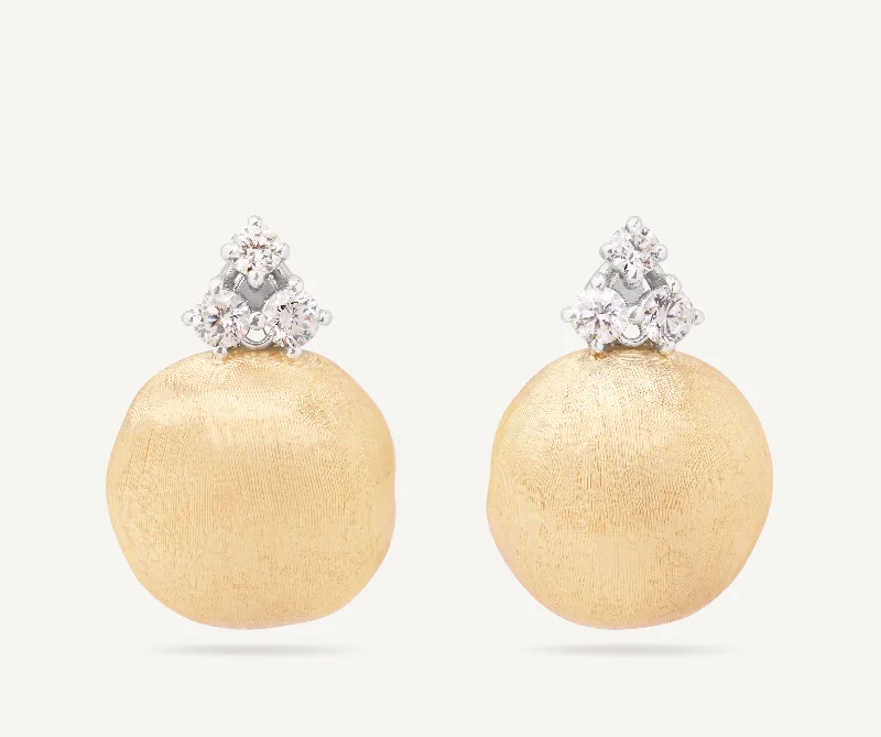 18K Yellow Gold Stud Earrings With Diamonds