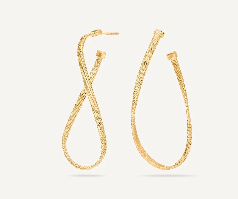 18K Yellow Gold Twisted Irregular Medium Hoops