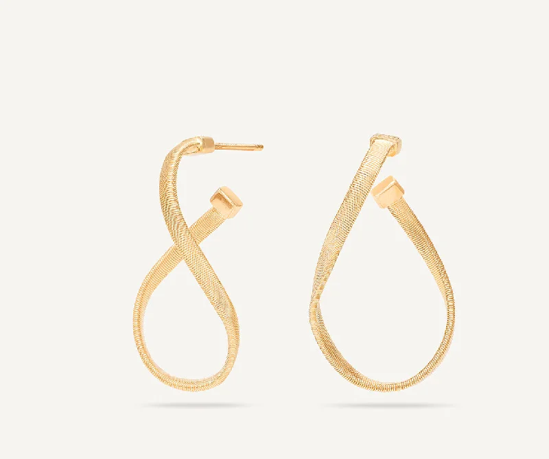 18K Yellow Gold Twisted Irregular Small Hoops