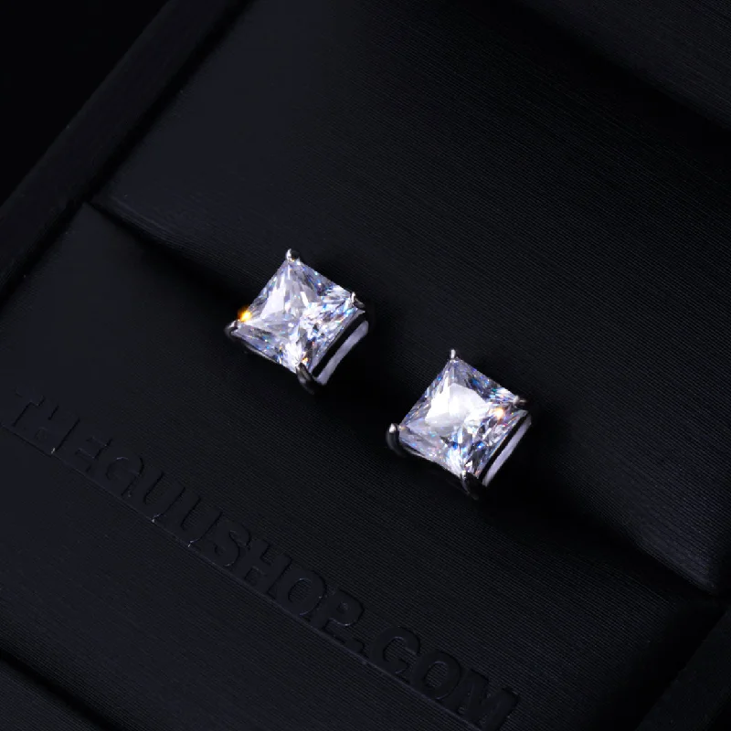 2.40 Carat VVS Moissanite Princess Cut Stud Earrings