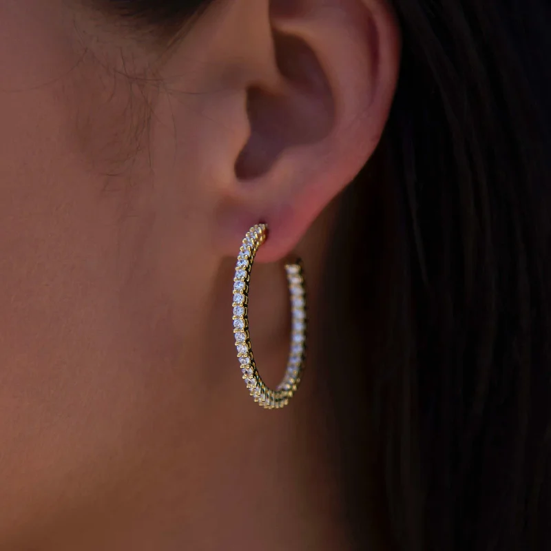 Small Eternity Hoop Earrings in Yellow Gold