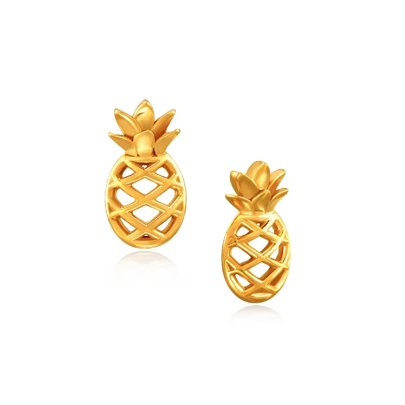 916 Gold Prosperous Pineapple Stud Earrings