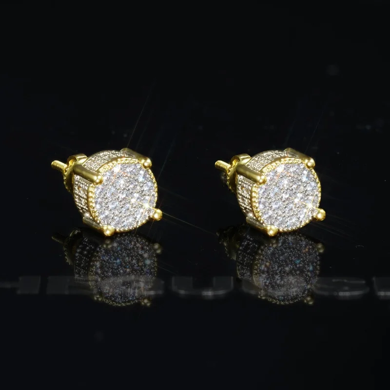 925 Sterling Silver Micro-inlay AAA CZ Two-tone Stud Earring