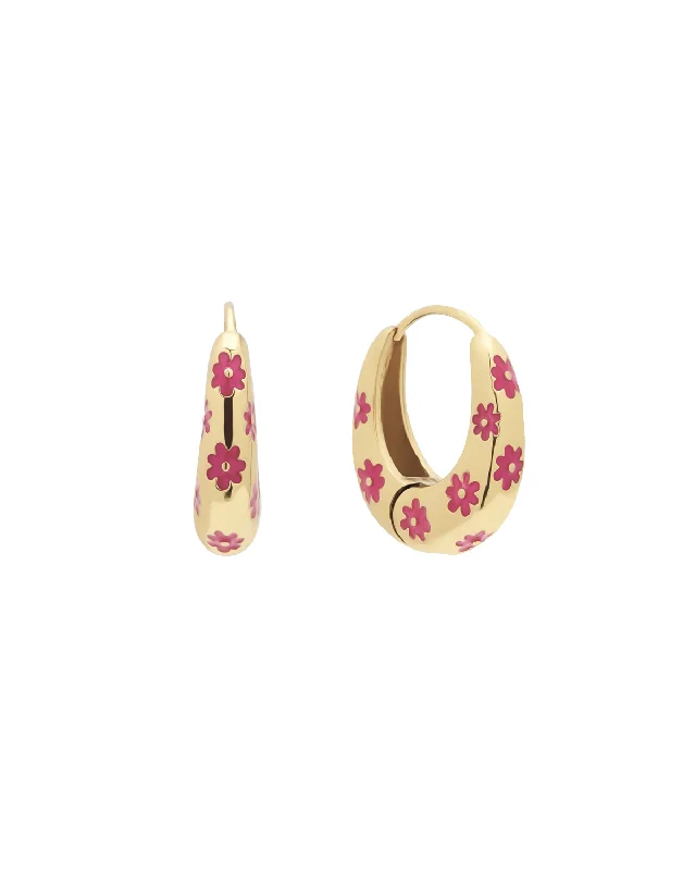 Azalea Hot Pink Flower Hoops