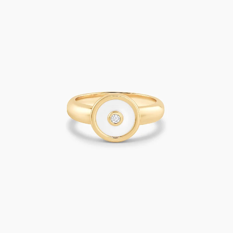 Balia White Enamel Ring