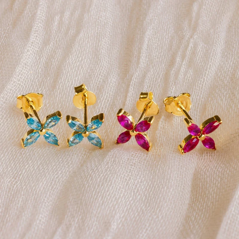 Birthstone Flower Studs