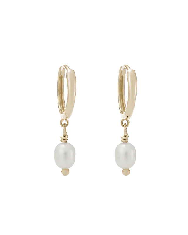 CLASSIC PEARL HOOPS (9K GOLD)