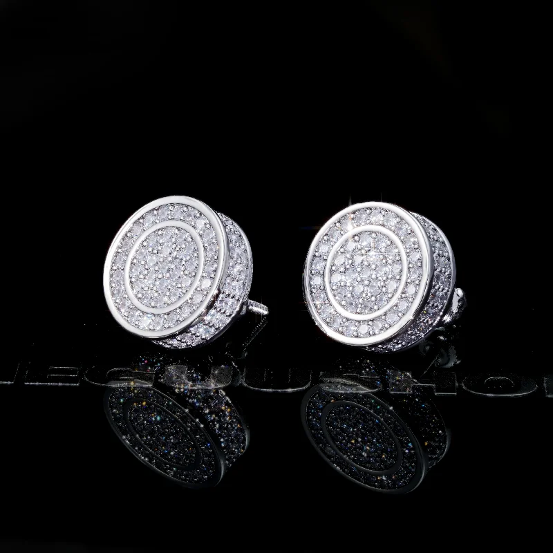 Cubic Zirconia #Cylindrical# Hip-hop Stud Earrings