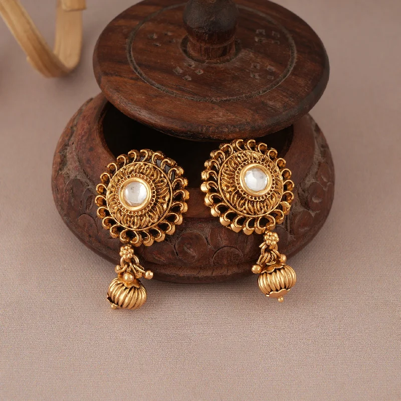 Cute kundan antique gold ball drop earring