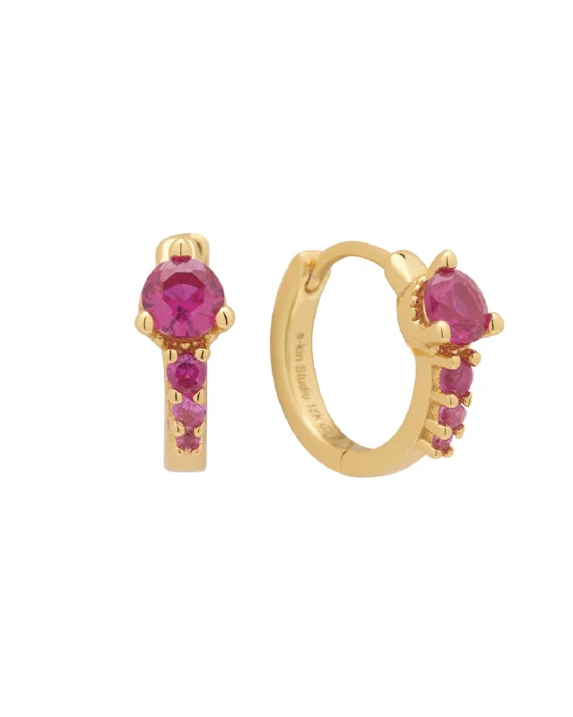 Darcy Hoops - Hot Pink CZ