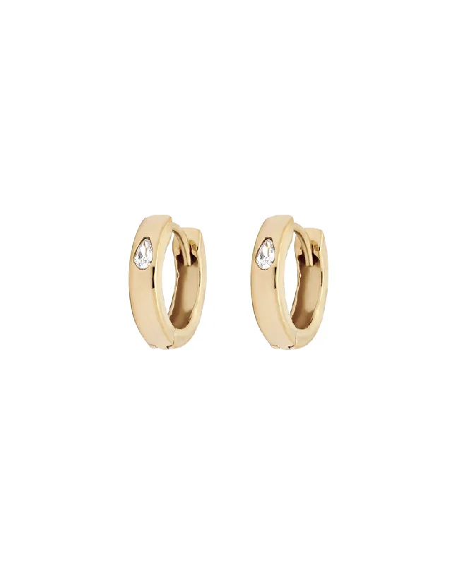 Fahari Solid Gold Pear Gemstone Hoops