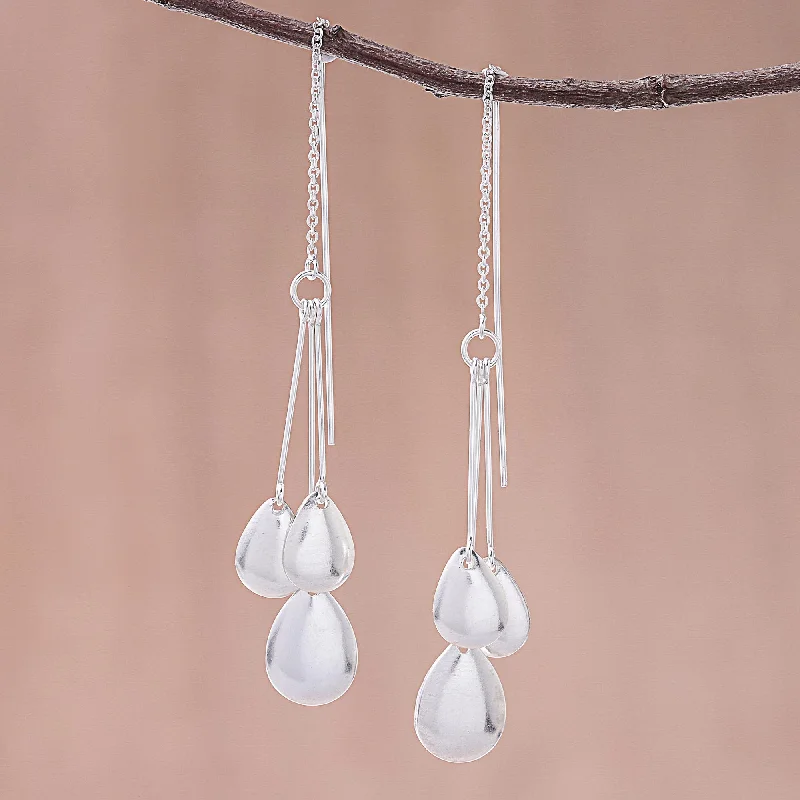 Fashionable Drops Drop-Pattern Sterling Silver Dangle Earrings from Thailand