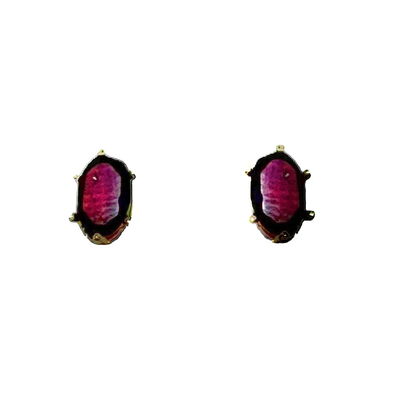 Garnet Stud Earrings Sterling Silver Unbranded