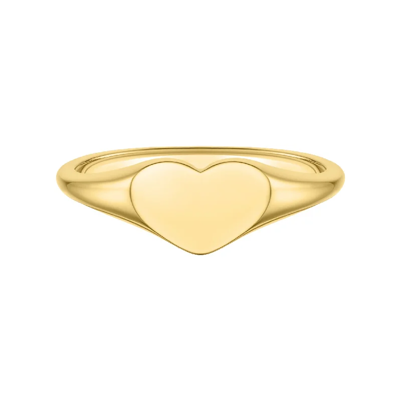 Gold Heart Signet Ring