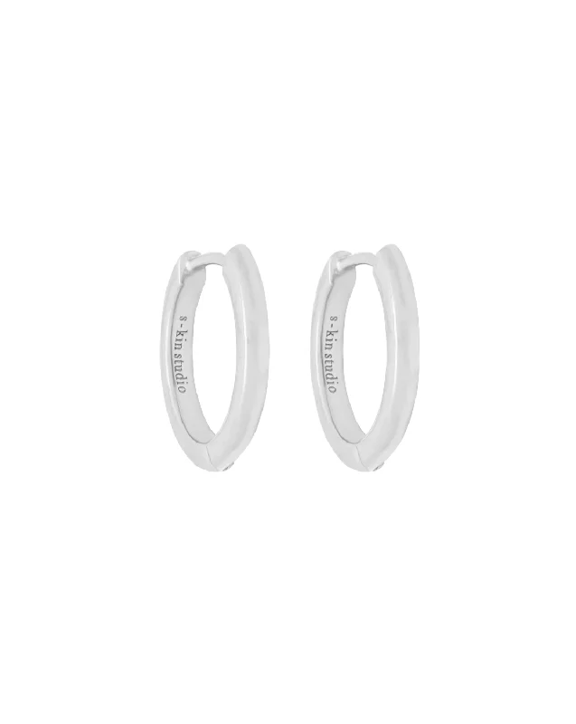 Grace Medium Solid Gold Hoops - White Gold