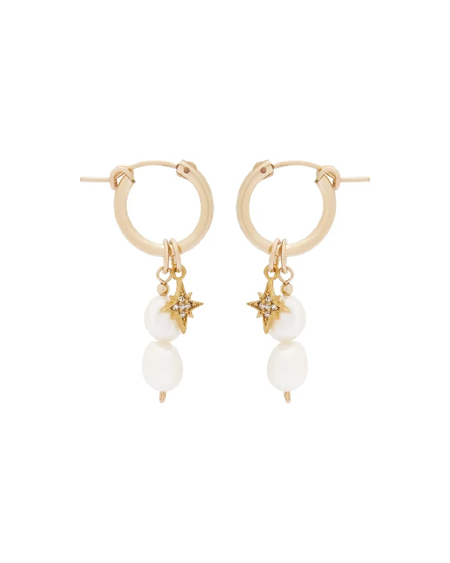 Hailey Double Pearl Starburst Hoops