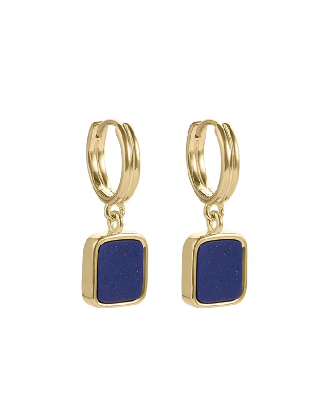 LAPIS HOOPS (18K GOLD PLATED)