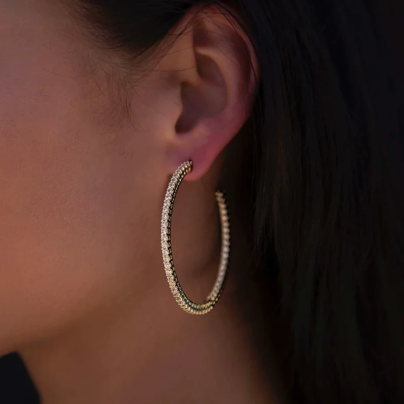 Medium Eternity Hoop Earrings in Yellow Gold