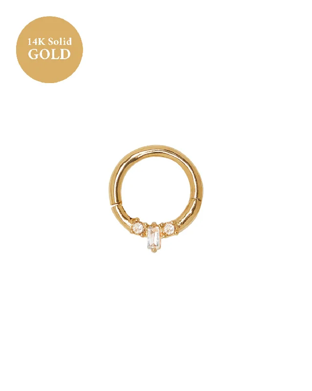 14K Solid Gold Mina Trio Gemstone Hoop