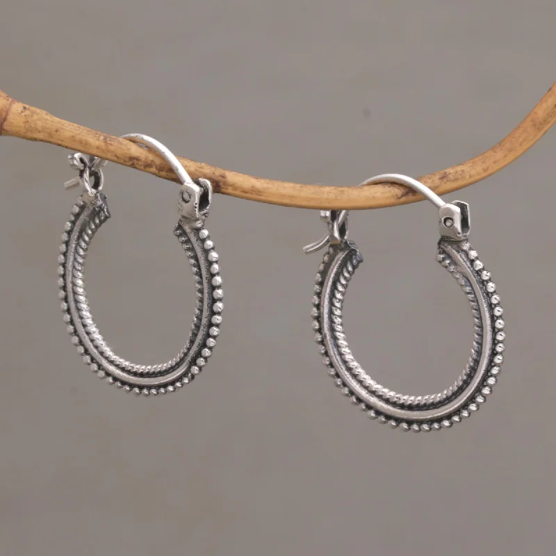 On Rotation One Inch Diameter Sterling Silver Hoop Earrings