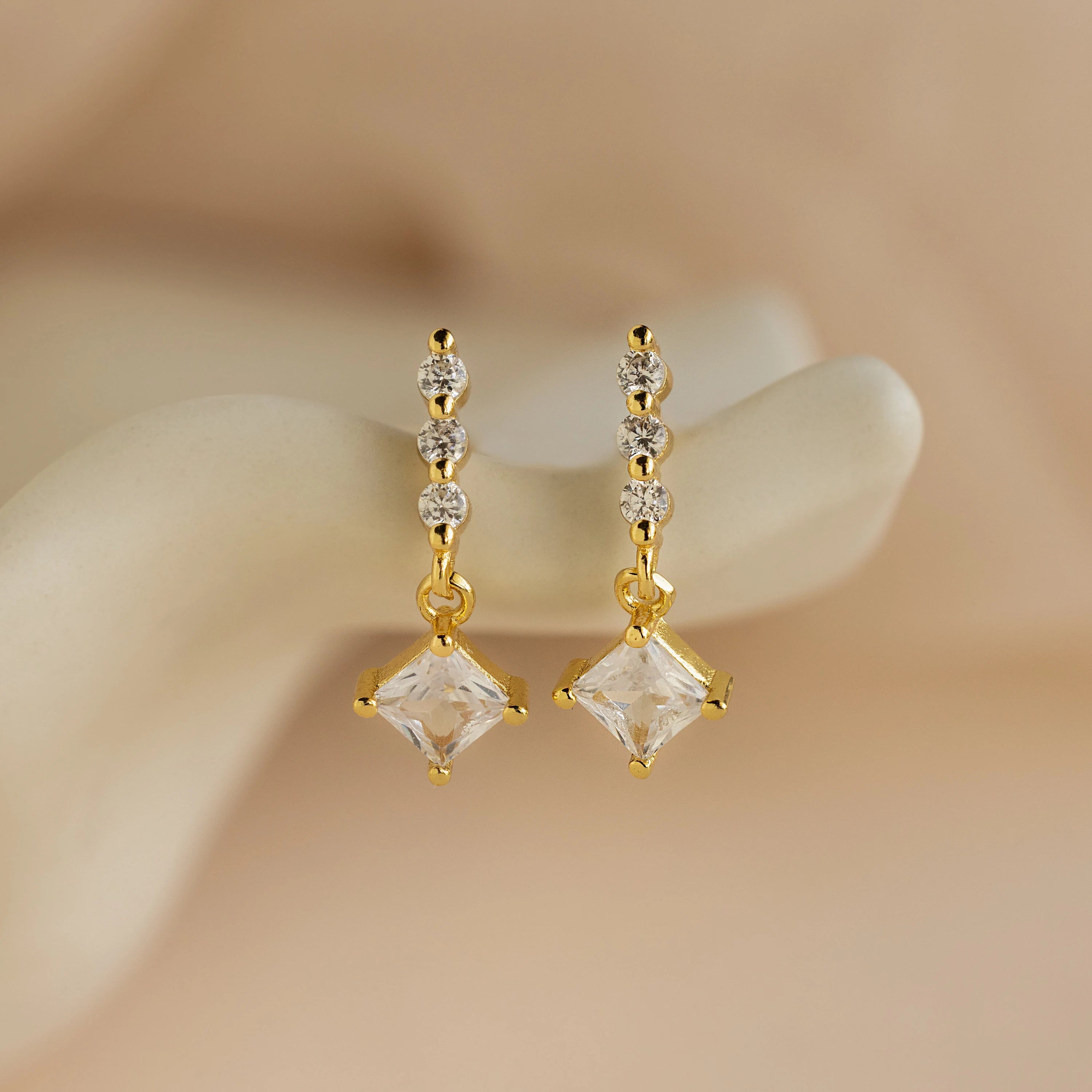 Princess Diamond Drop Studs