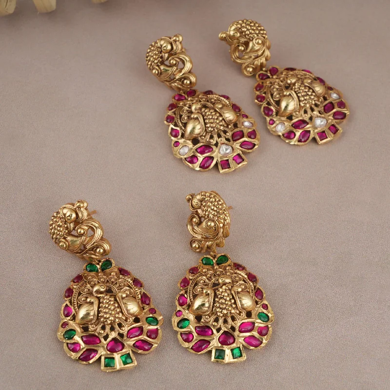 Royal gold finish stone studded peacock inspired earring