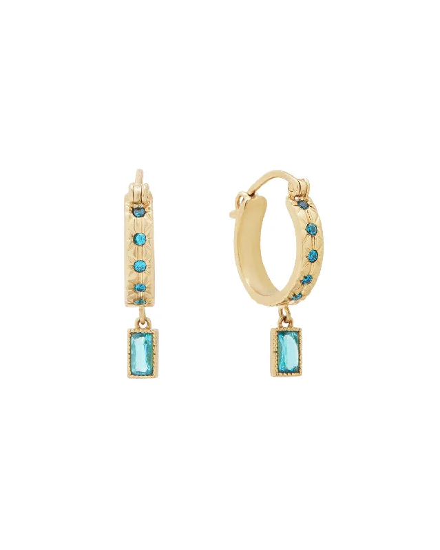 Sara December Birthstone Hoops - Blue Topaz CZ