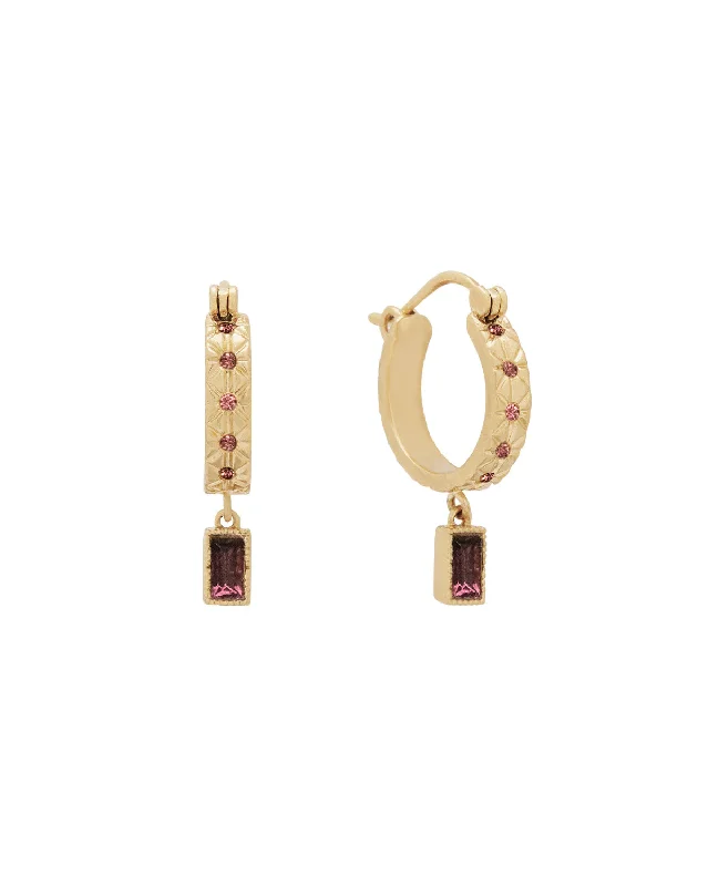 Sara February Birthstone Hoops - Amethyst CZ