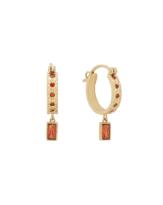 Sara January Birthstone Hoops - Garnet CZ