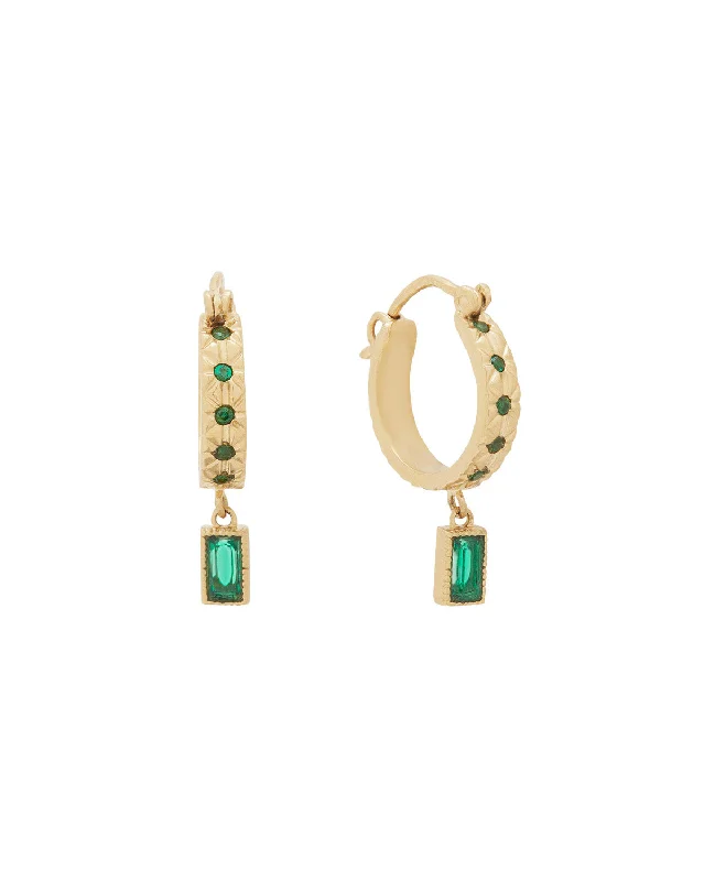 Sara May Birthstone Hoops - Emerald CZ