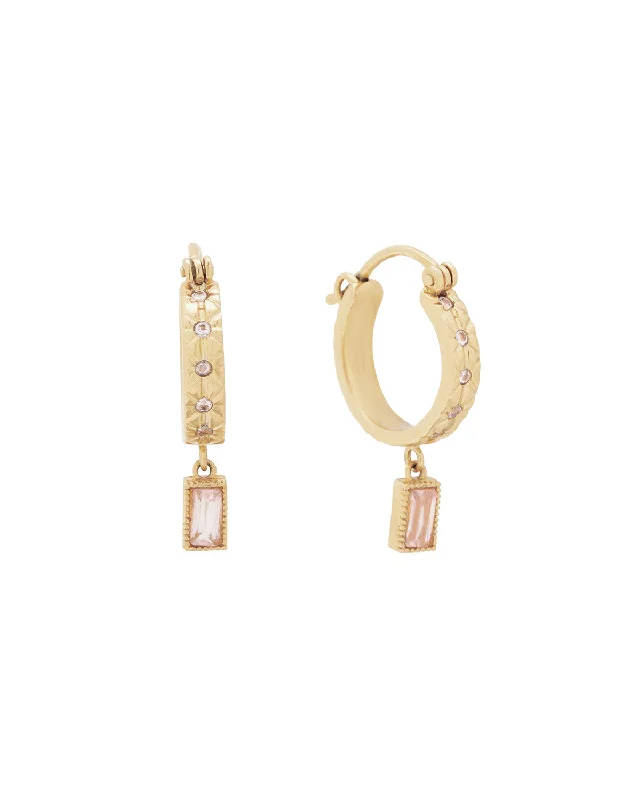 Sara October Birthstone Hoops - Pink Tourmaline CZ PRE-ORDER (Post Christmas Delivery)