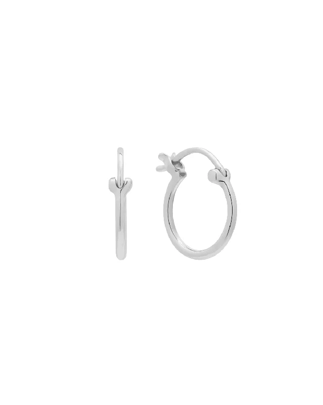 Solid White Gold Slim Latch Hoops - 12mm