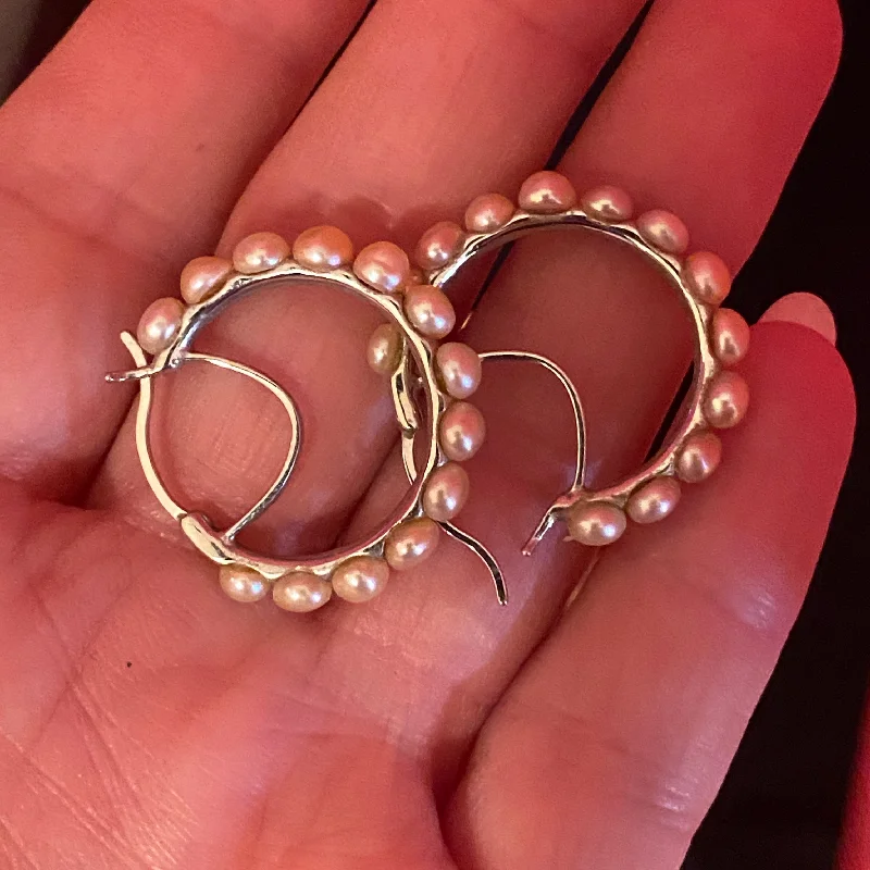 SS Pearl Hoop Earrings