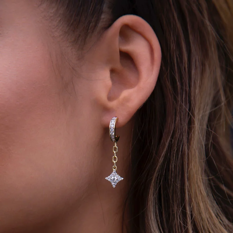 Star Drop Hoop Earrings