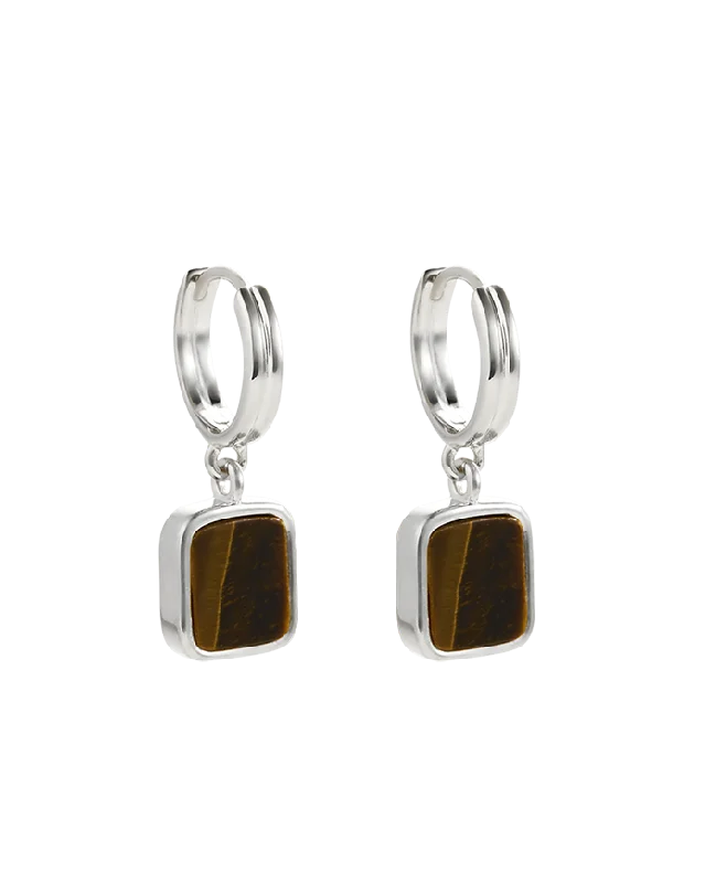 TIGERS EYE HOOPS (STERLING SILVER)