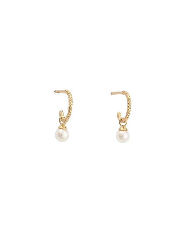 TINY PEARL HOOPS (18K GOLD PLATED)