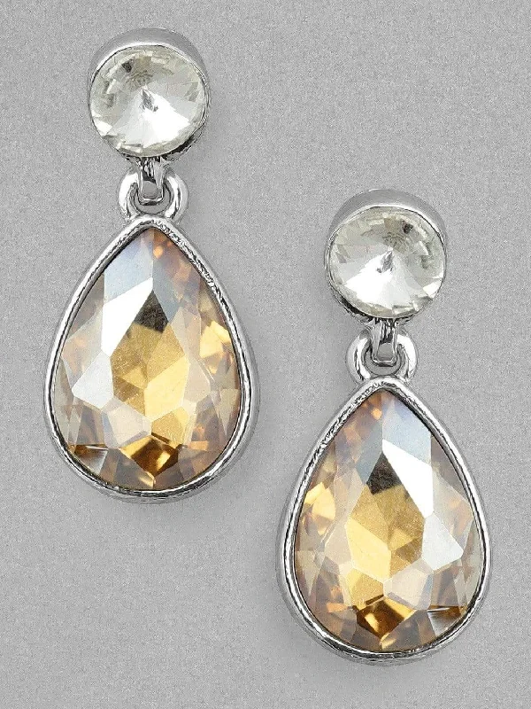 Rubans Silver-Plated & Gold-Toned Oval Drop Earrings