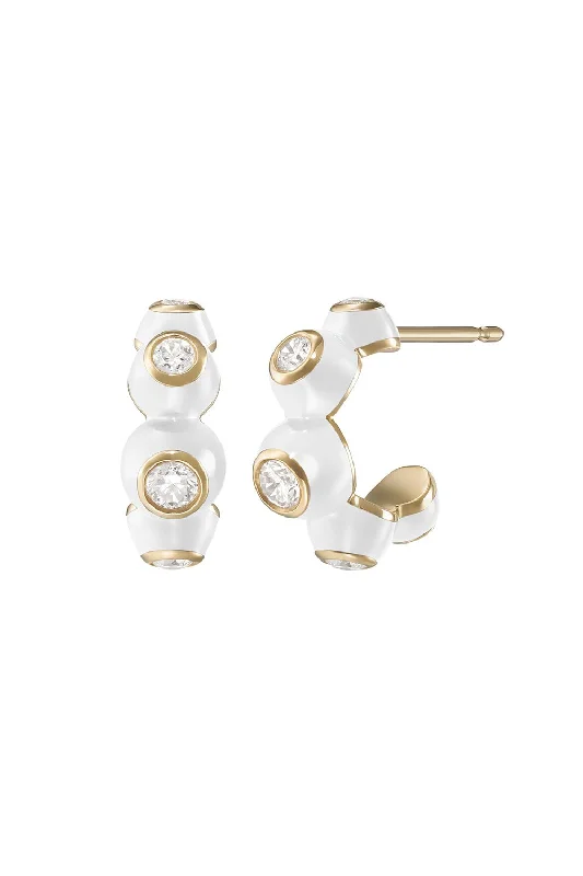 White Diamond Audrey Huggie Hoop Earrings