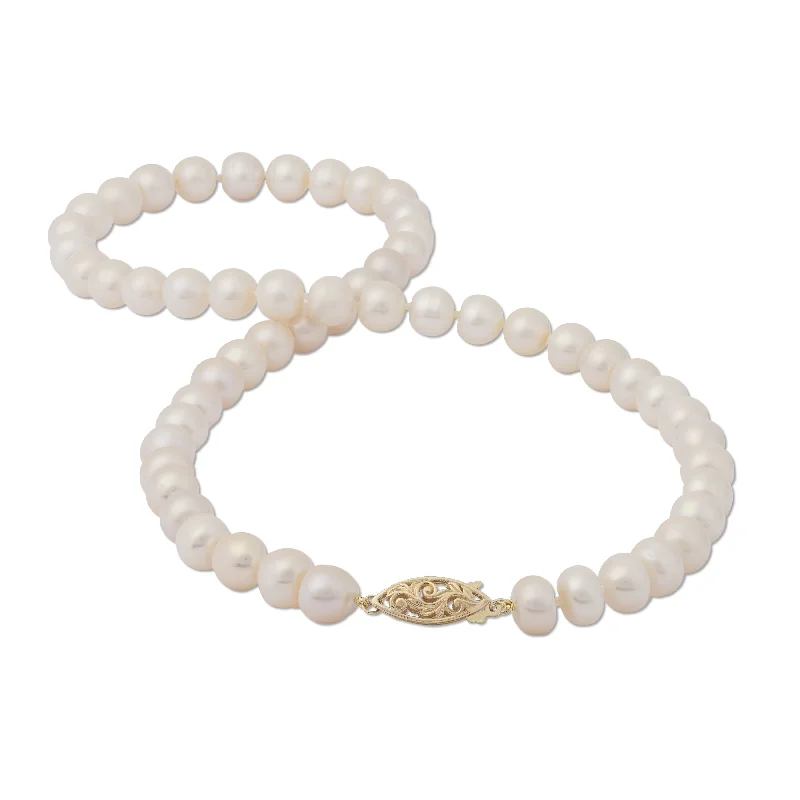 18-19" Freshwater White Pearl Strand with Gold Clasp - 8-8.5mm