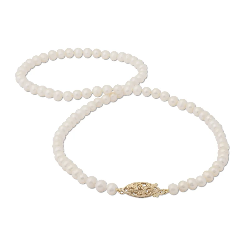 18-19" Freshwater White Pearl Strand with Gold Clasp - 4-5.5mm