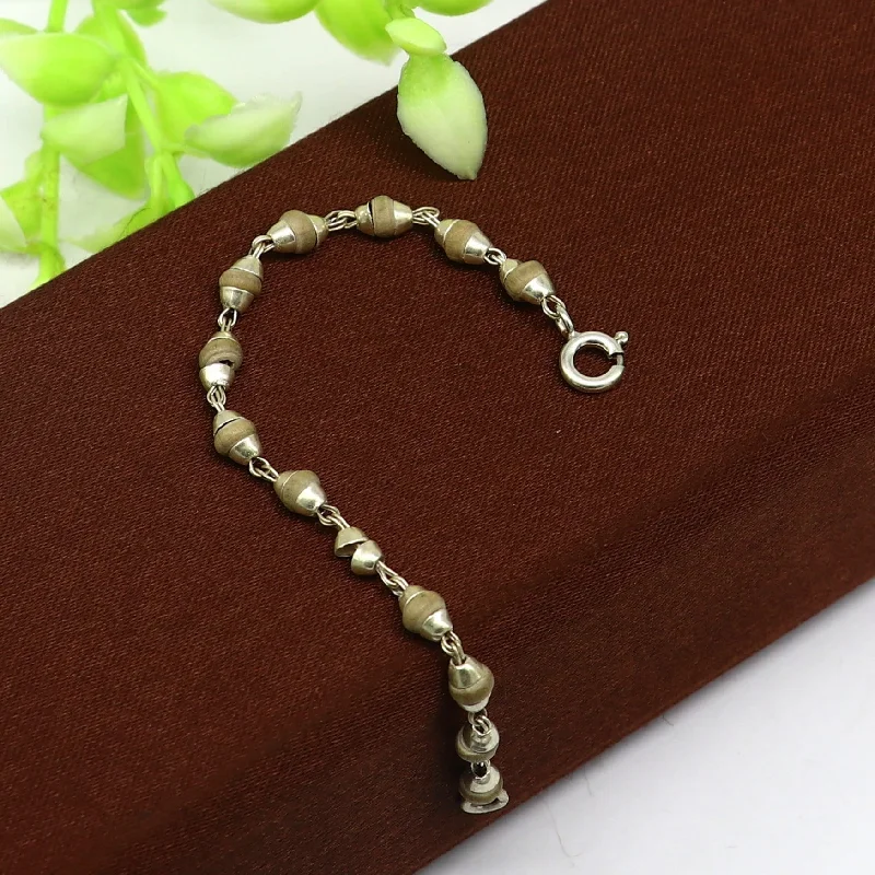 4.5" inch small 925 sterling silver handmade basil rosary beads necklace for lord krishna statues,  stunning jewelry collections sbr219